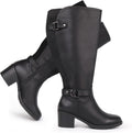 Women's Extra Wide Calf Knee High Riding Boots with Block Heel
