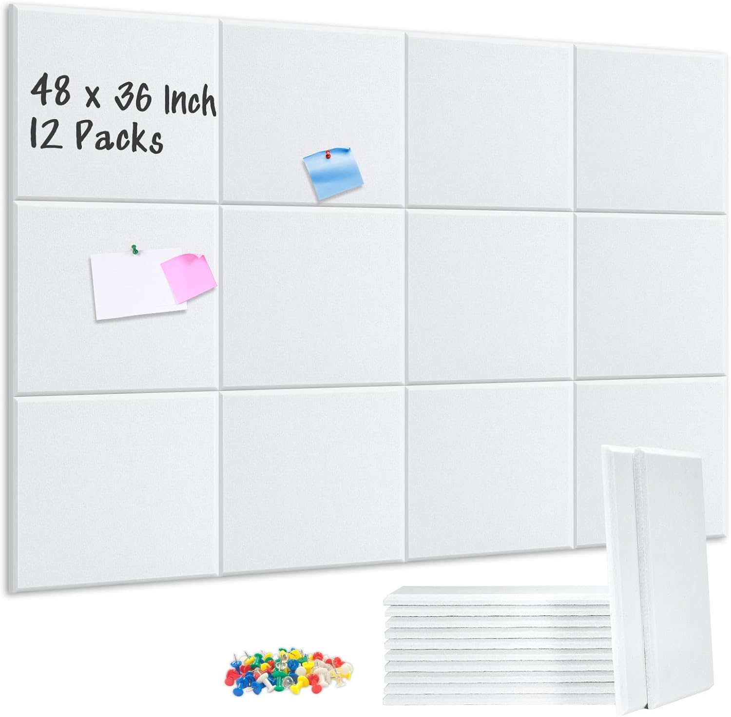 Large Cork Board for Wall - 48in x 36in Bulletin Board Tiles