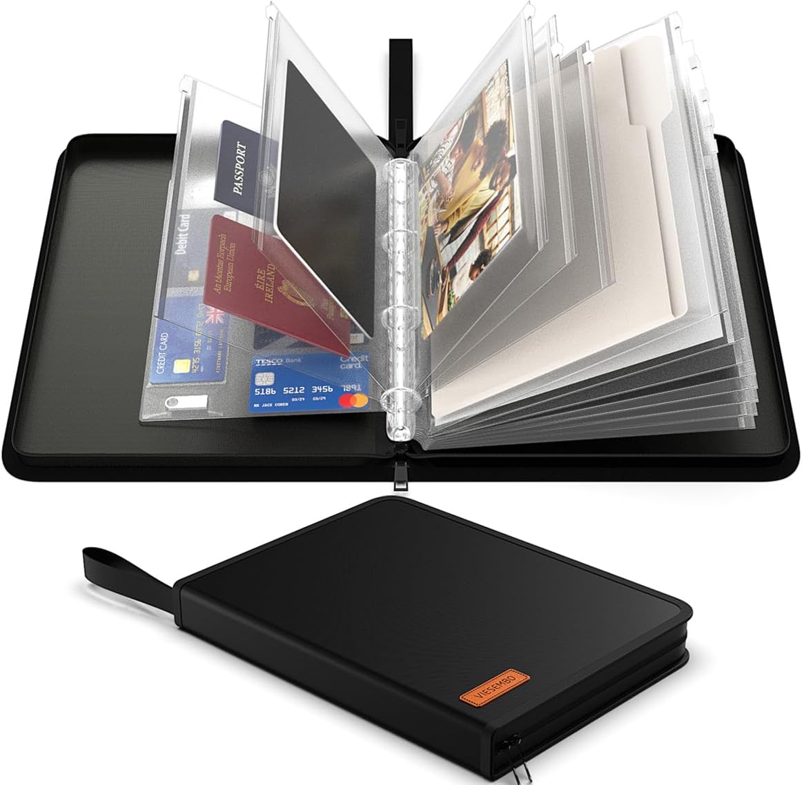 Fireproof Document Organizer Zipper Binder for Important Papers