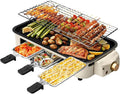 Electric Indoor Grill 2-in-1 Smokeless Korean BBQ Griddle - Compact
