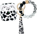 Protective Silicone AirPods 4 Case with Keychain - Cow Print
