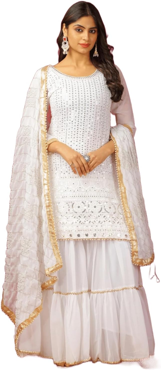 Beautiful Chinnon Punjabi Style Sharara Suit by FASHION FRONTIER