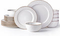GBHOME Ceramic Dinnerware Set 18 pc - Elegant Embossed Stoneware