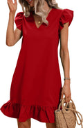 SOLY HUX Summer Dresses for Women V Neck Cap Sleeve Ruffle Hem Smock