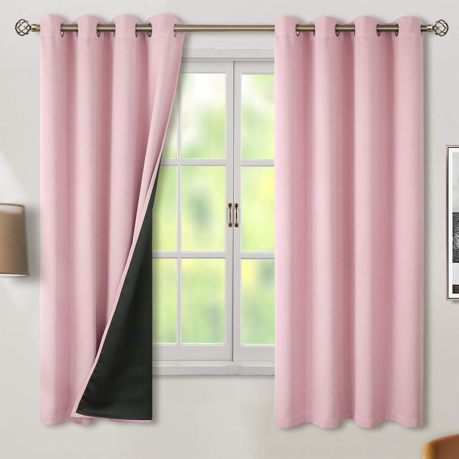 BGment Baby Pink Blackout Curtains for Nursery Bedroom 63 in