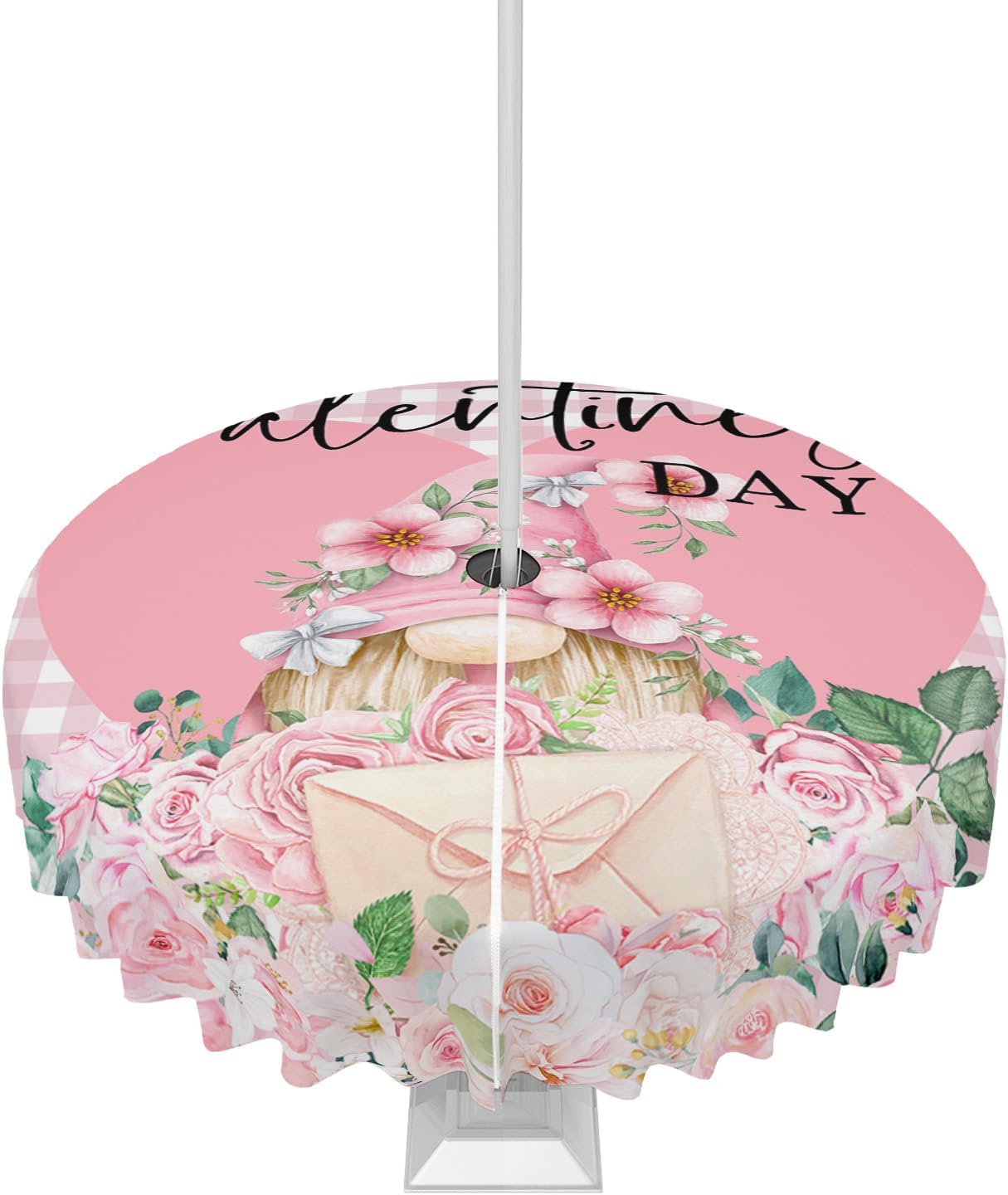 Valentine's Day Waterproof Tablecloth - 60 Round Zippered Cover