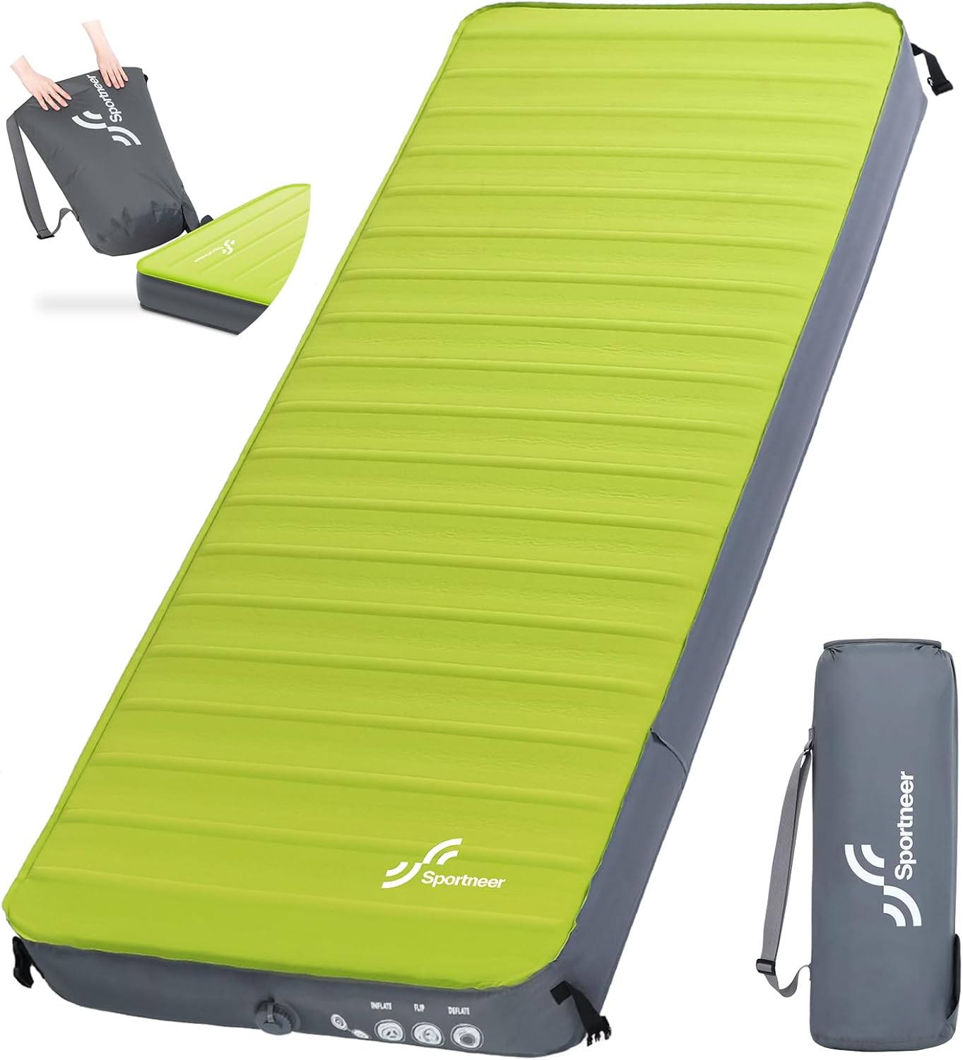 Sportneer Sleeping Pad: 4in Ultra-Thick Air & Foam Mattress