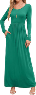 DEARCASE Women's Maxi Dress Long Sleeve Casual Empire Waist Medium=(US