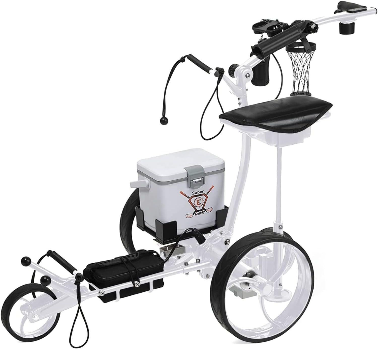 Pro Wireless Golf Cart, Cooler, Seat, USB, Holders, 27H Lithium Battery - Super E Caddy