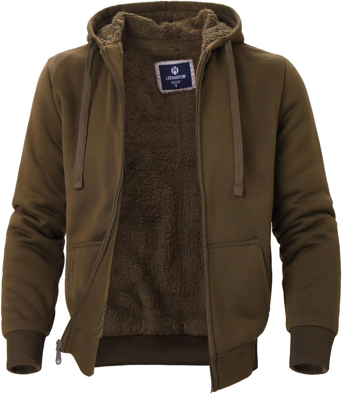 Facitisu Heavyweight Sherpa Lined Fleece Hoodie for Men