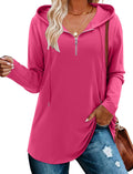 Womens Quarter Zip Tunic Hoodies Pullover 100% Polyester - Soft Floral