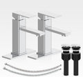 Bathroom Faucet 2 Sets for 3-Hole Sink - Dual Chrome Vanity Faucets