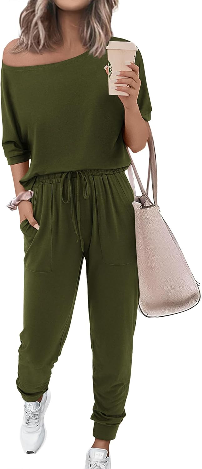 Stylish Summer 2 Piece Outfits for Women - Off Shoulder Tracksuit