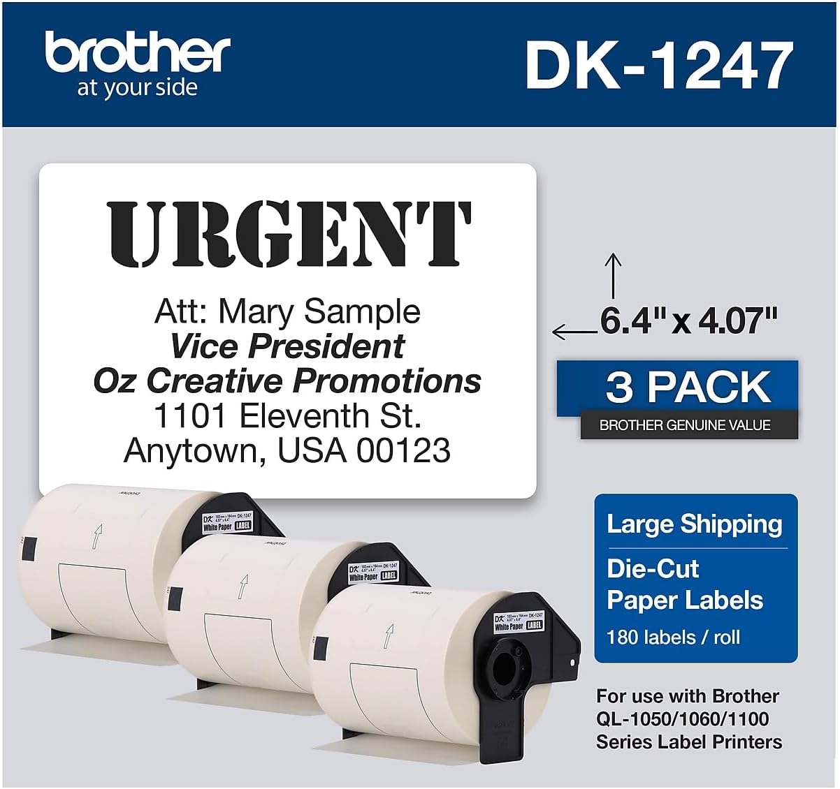 Brother DK-12473PK Die-Cut Large Shipping Paper Labels Review