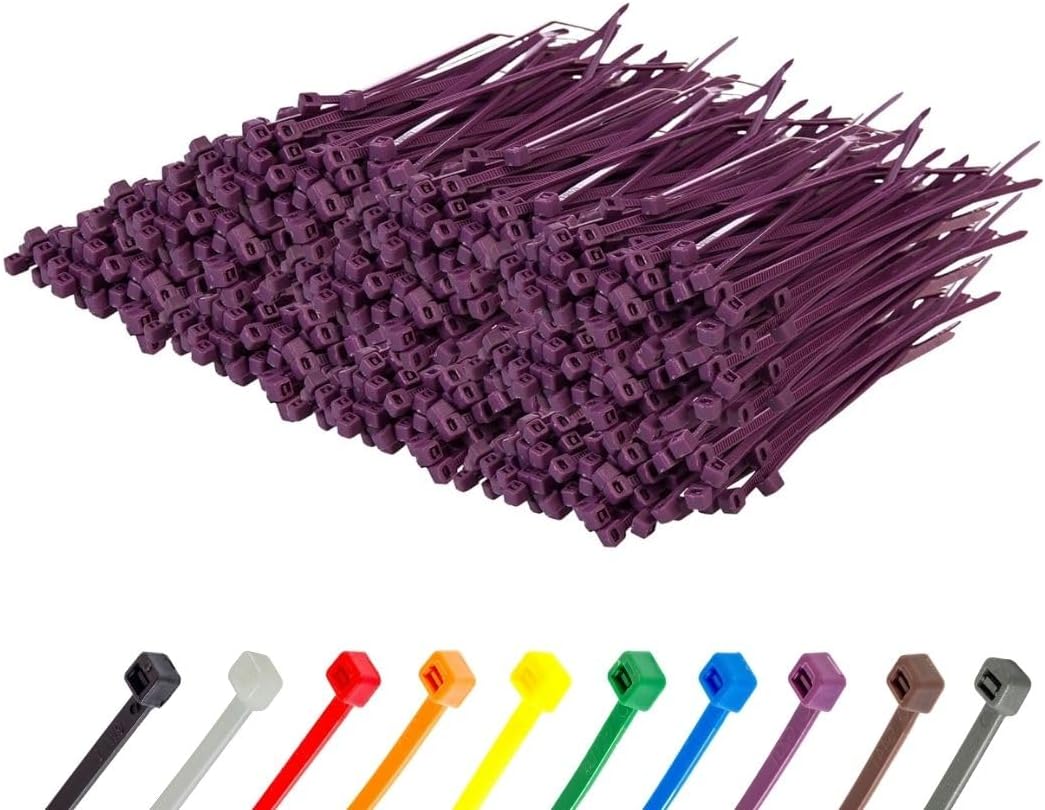 GTSE 6 Inch Purple Zip Ties - 1000 Pack, 40lb Strength