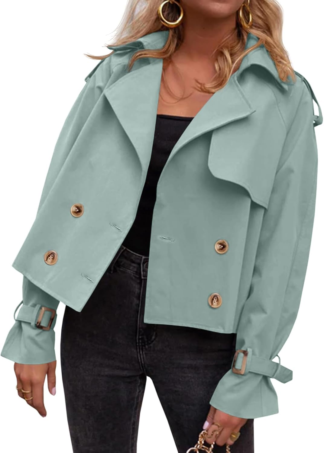 Stylish Oversized Cropped Trench Coat for Women by Tankaneo