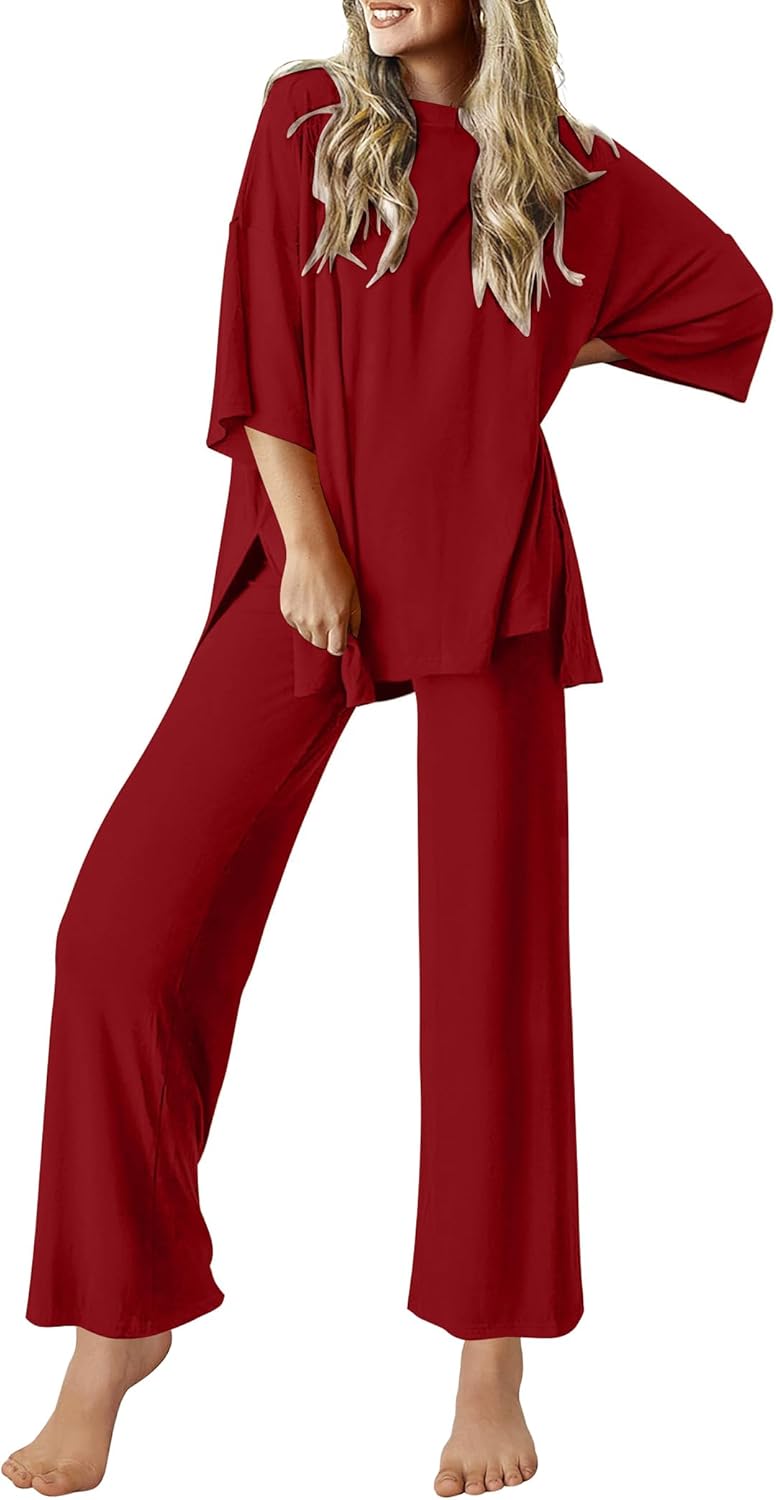 Ekouaer Lounge Sets for Women Soft Comfy Pajamas 2 Piece Set