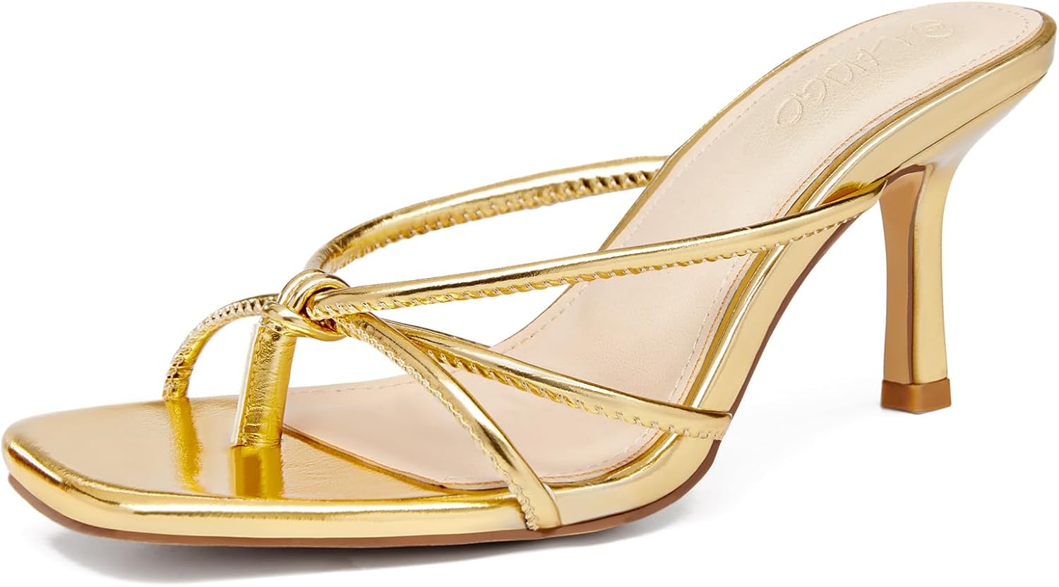 LAICIGO Womens Square Open Toe Flip Flops with Stiletto Heels