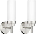 Emak Brushed Nickel Sconces Wall Lighting - Modern Milk Glass Vanity