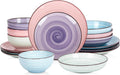 Selamica Ceramic 16-Piece Dinnerware Set for 4 - Colorful Gradient