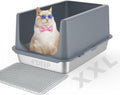 Stainless Steel Litter Box with Lid XL - Mess-Free Large Cat Pan