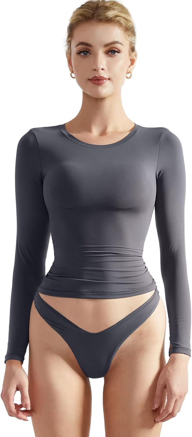 SUUKSESS Women Double Lined Fitted Basic T Shirts for Comfort