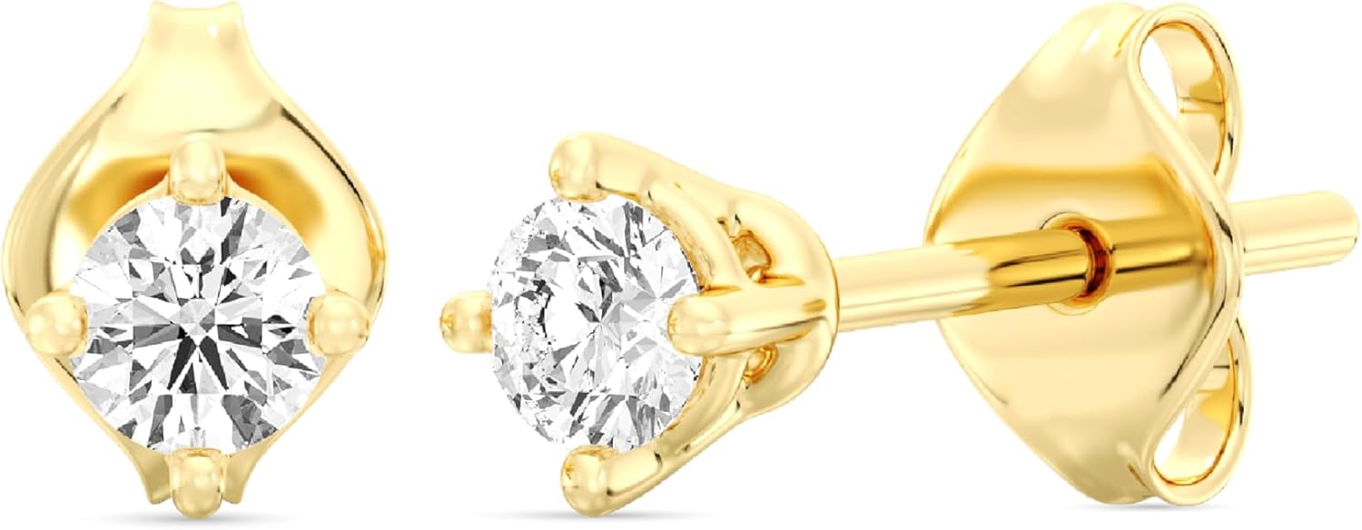 Gilded Lab-Grown Diamond Stud Earrings for Women in Silver