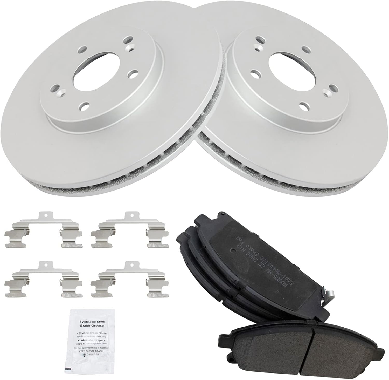 TRQ Front Metallic Disc Brake Pad & Coated Rotor Kit for Acura MDX