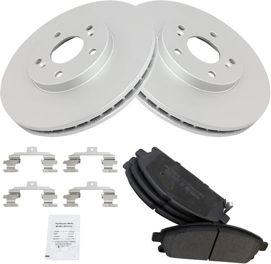 TRQ Front Metallic Disc Brake Pad & Coated Rotor Kit for Acura MDX