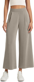 Modal Soft Wide Leg Cropped Pants - Comfortable High Waist Casual Fit
