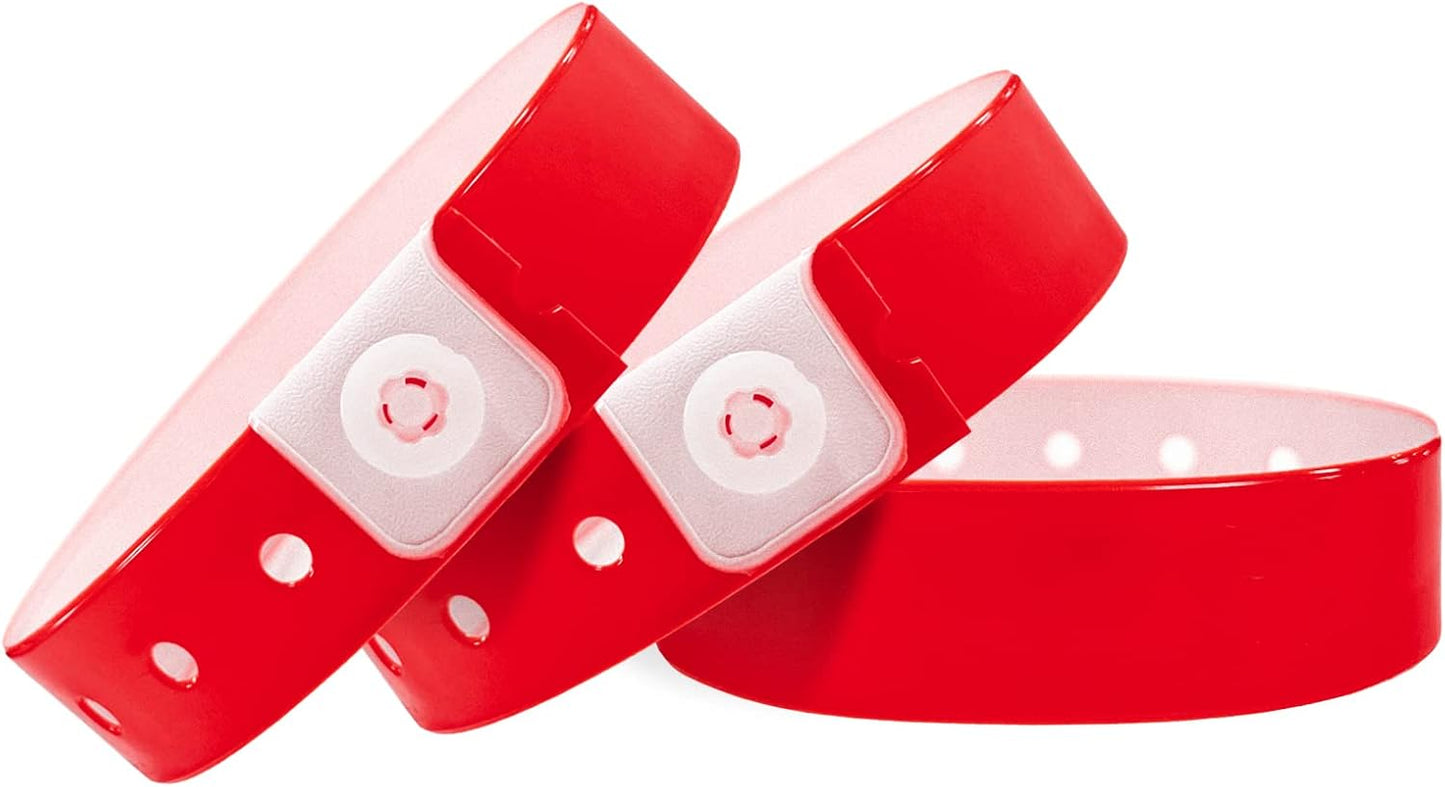 Red Plastic Wristbands for Events - Waterproof Security Bands