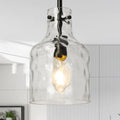 Industrial Glass Pendant Light for Kitchen Island - Hammered 7ft Shade