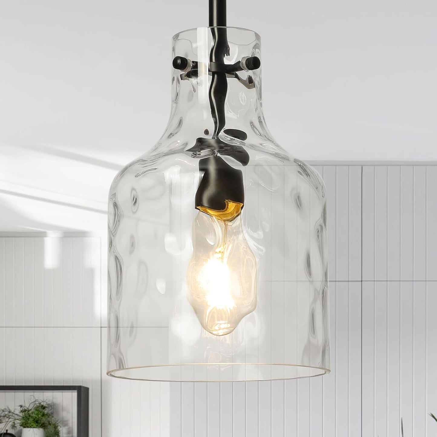 WILON Industrial Glass Pendant Light for Kitchen Island Decor