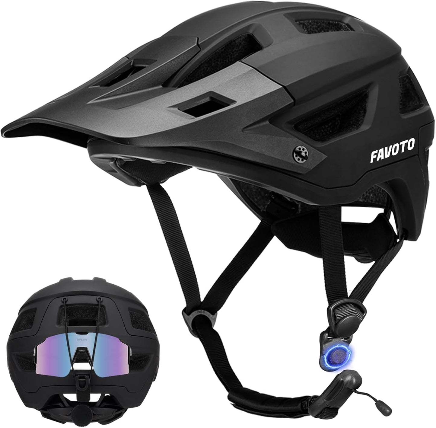 Favoto Mountain Bike Helmet for Men & Women with Magnetic Buckle