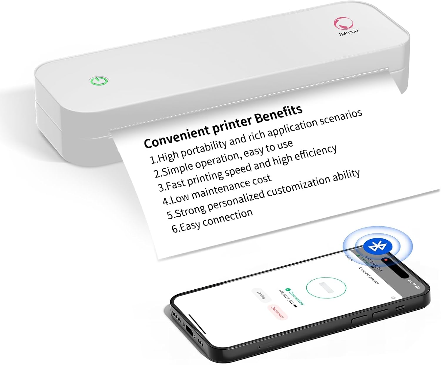 Wireless Inkless Portable Printer for Travel & Office