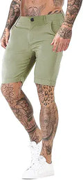 Mens Slim Fit Chino Shorts 9ft Inseam Stretch - GINGTTO