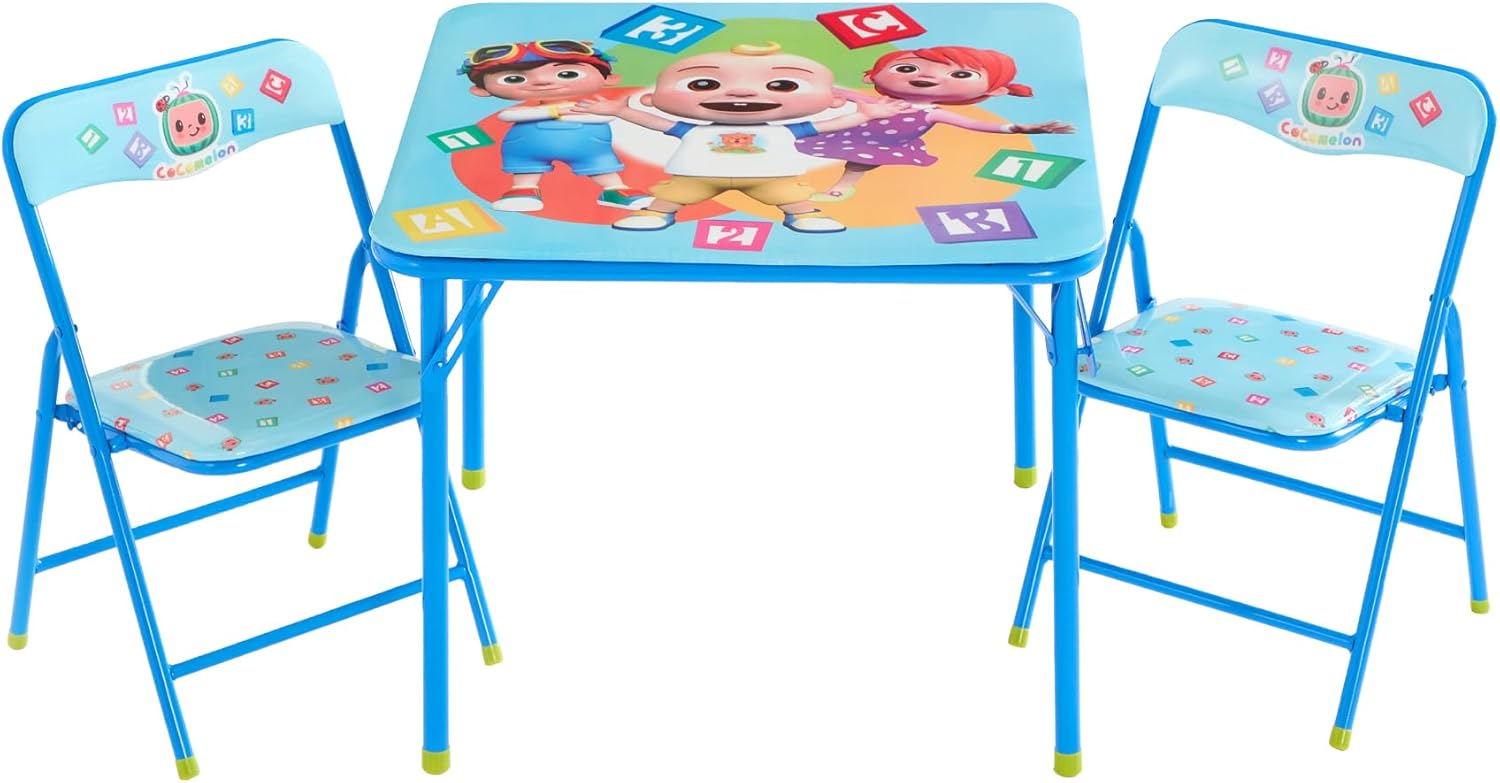 Cocomelon 3-Piece Kids Activity Table and Chairs Set for Fun