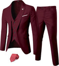 YND Men's Slim Fit 3 Piece Suit Set - One Button Blazer