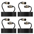 (4-Pack) 25 ft XLR Microphone Cable Male to Female - Balanced Quartet