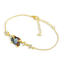 Raw Crystal Chain Bracelet for Women - Black Opal Yellow Gold
