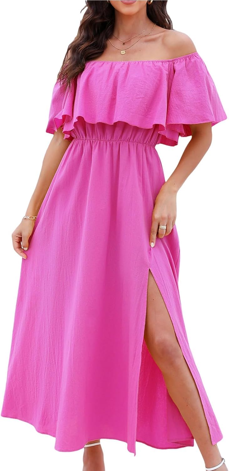 CUPSHE Women Ruffle Floral Maxi Summer Dress for Beach Fun