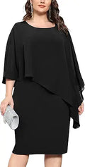 KIMCURVY Plus Size Cape Dress for Women - Elegant Midi Style