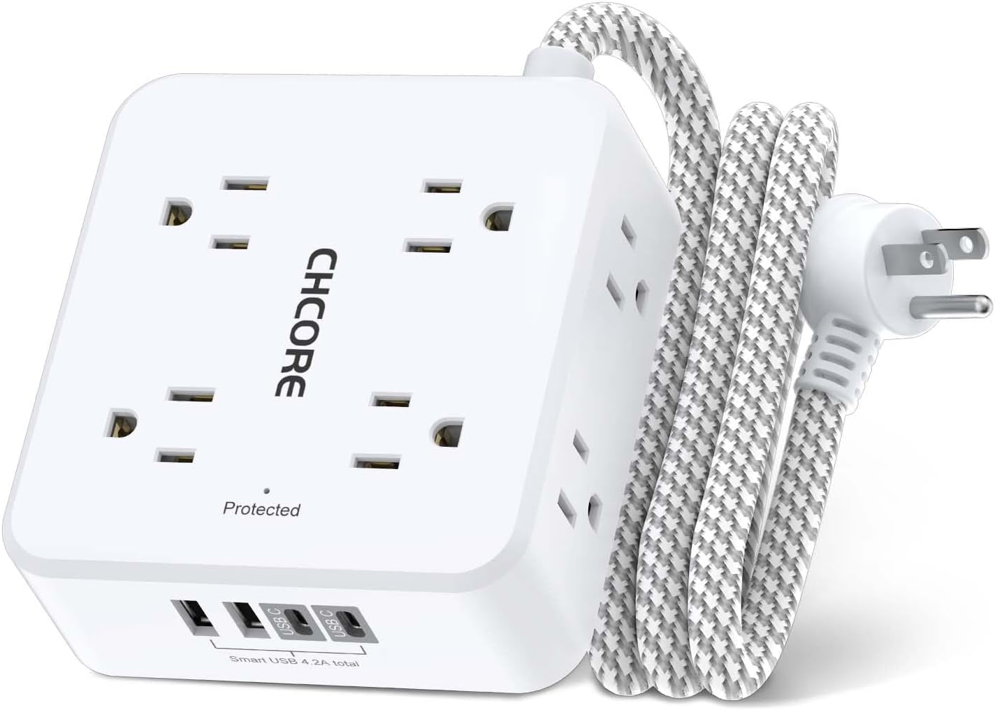 CHCORE Power Strip: 8 Outlets, 4 USB Ports, Ultimate Charging Station
