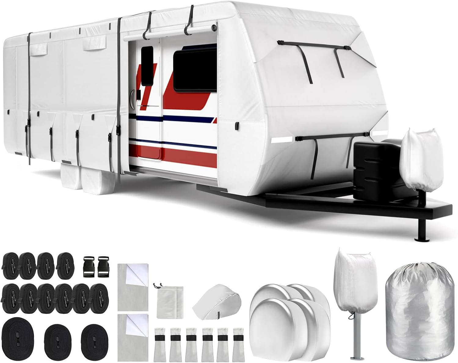 Mofeez Oxford Fabric Travel Trailer RV Cover for 18ft-20ft