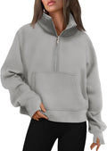 AUTOMET Womens Half Zip Cropped Pullover Sweatshirt - Cozy Fall Layer