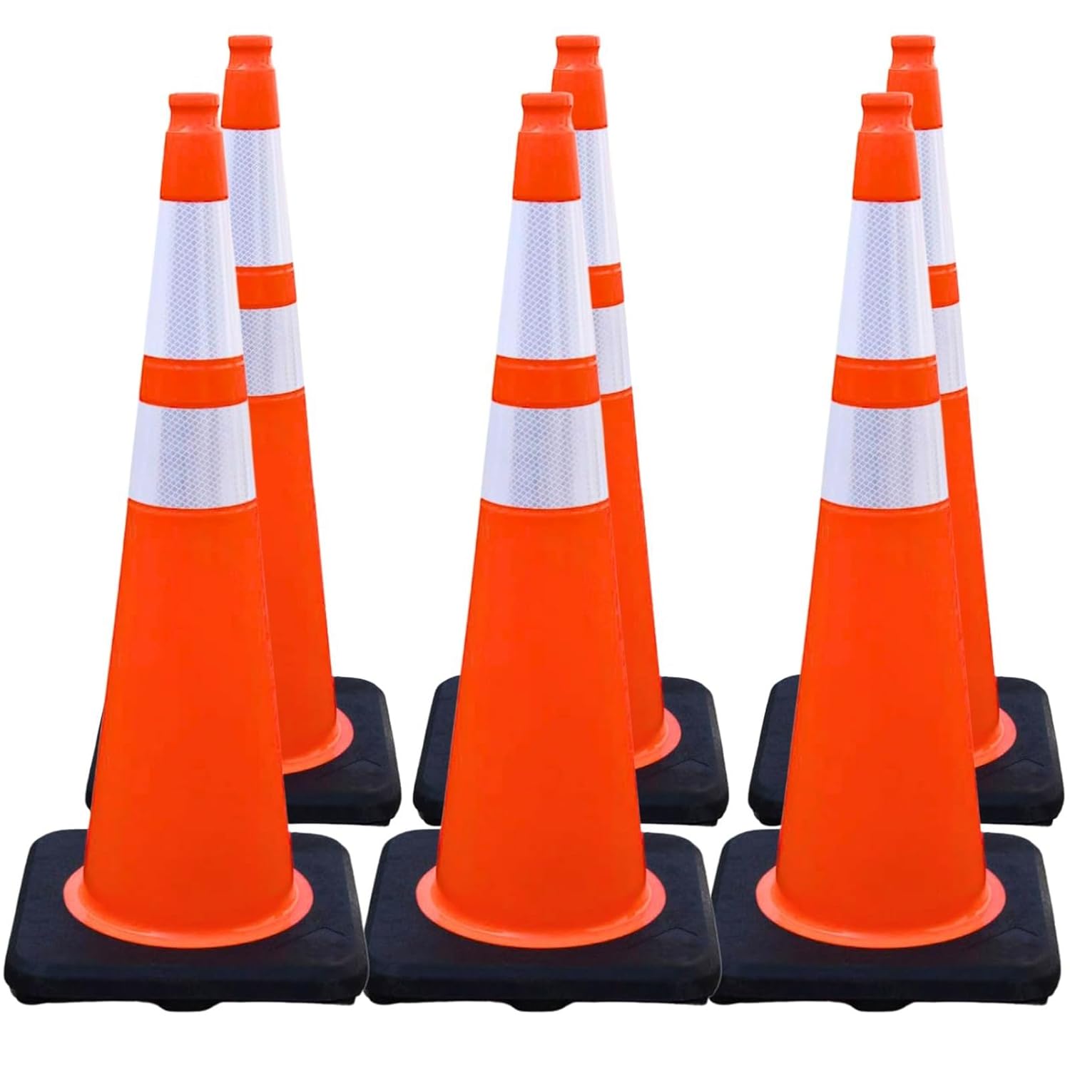 36 Traffic Cones with Reflective Collars for Safety Control