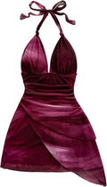 Stylish SOLY HUX Tie Dye Print Mini Dress with Halter Neck Design