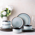 LeRATIO Ceramic Dinnerware Set of 4 - Handmade Reactive Glaze Plates