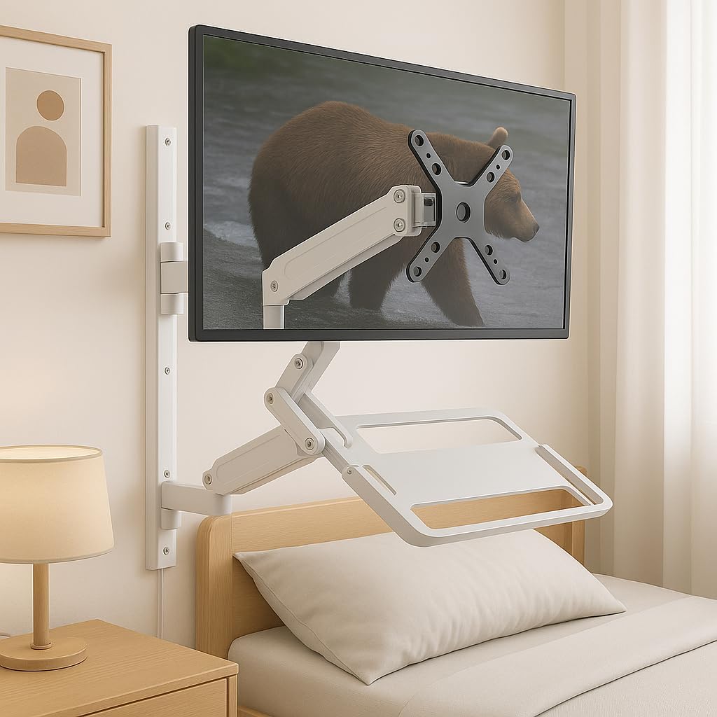 ZeboZap ZLTV8022 Wall Monitor Mount with Keyboard Tray for 17-43 in