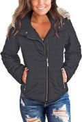 Vetinee Women Faux Fur Quilted Parka Jacket Puffer Coat - Warm